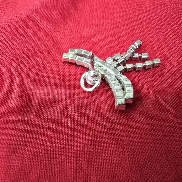 Angel with Blue and White Rhinestones Set in Silver-tones Stick Pin Brooch - Picture 4 of 5